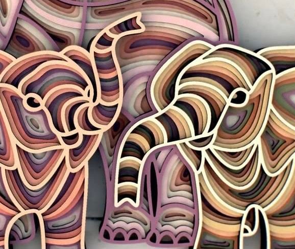 Elephant Family Wallart